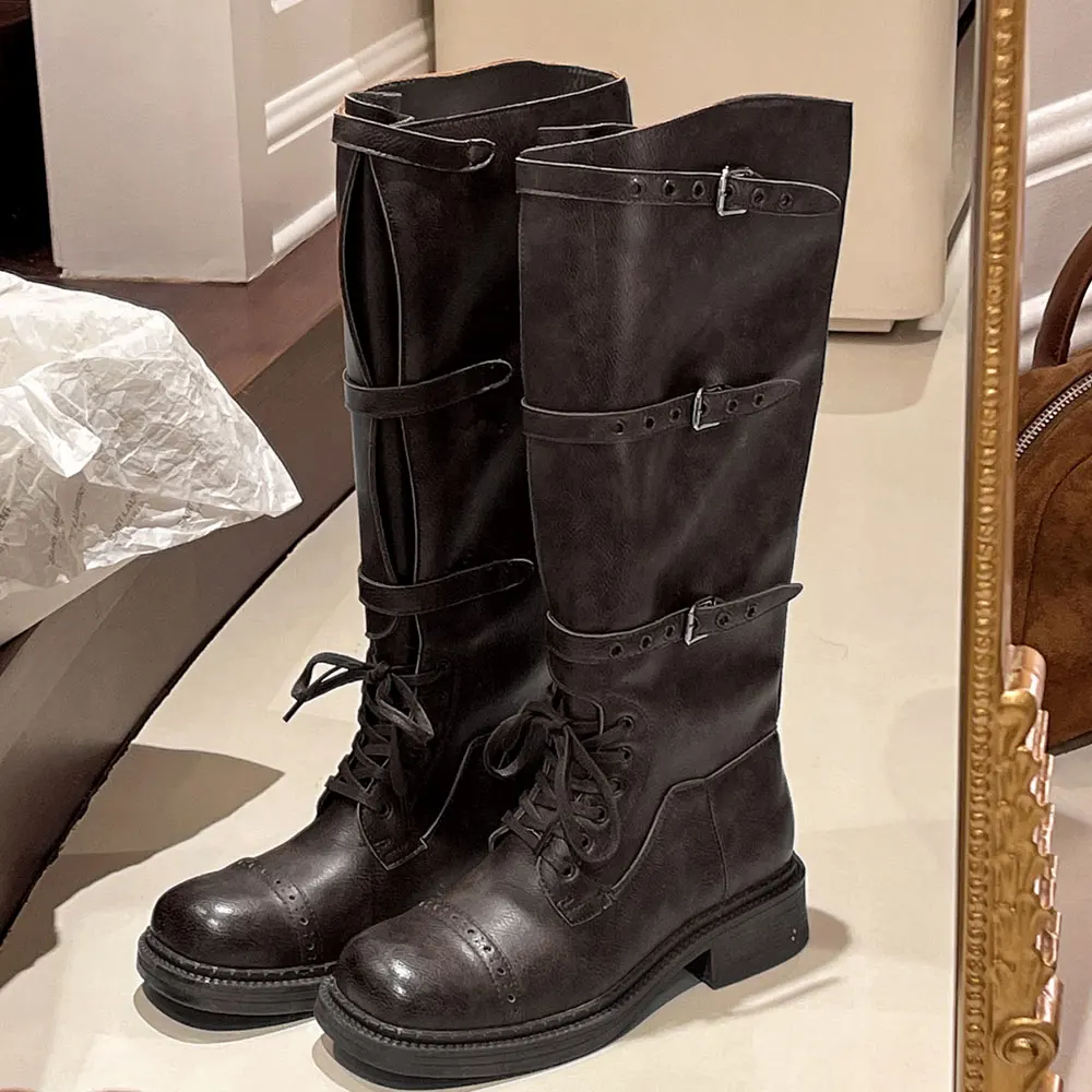 Women's Knee High Boots Vintag - Pipe Bending Spring avis et prix