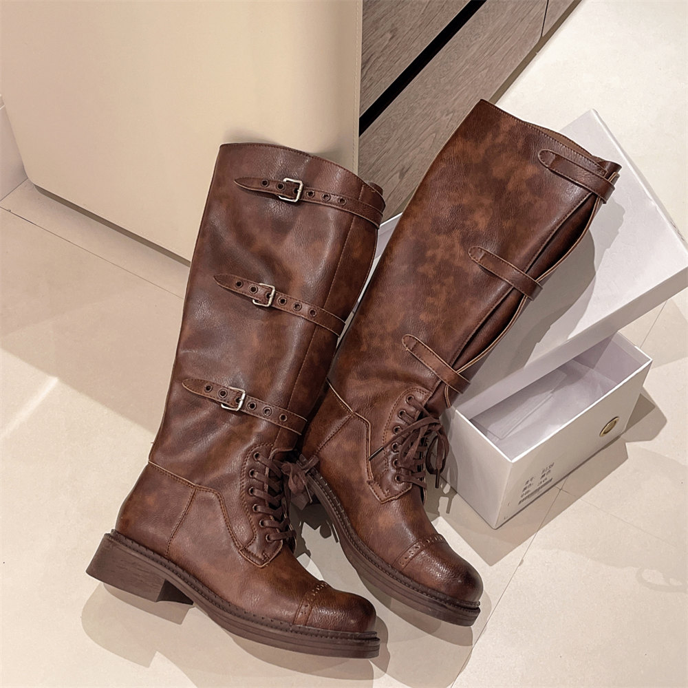 Women's Knee High Boots Vintag - Pipe Bending Spring avis et prix