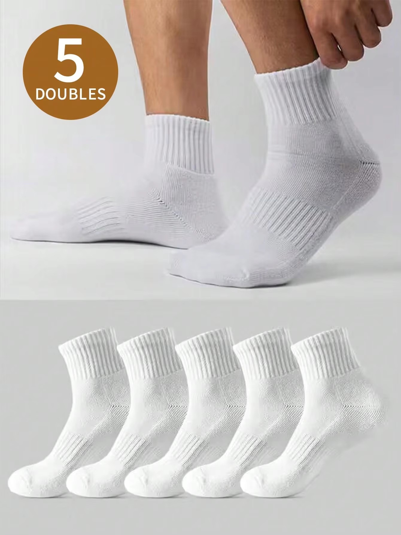 5 Pairs of Men's White Short T - Pipe Bending Spring avis et prix